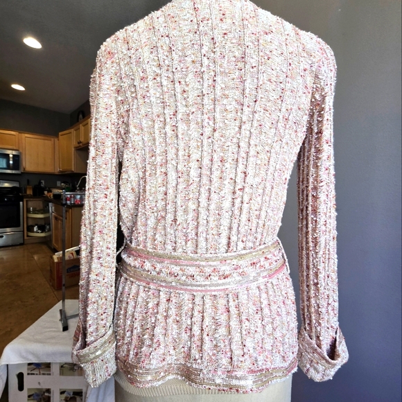 CHANEL cardigan ('06) with matching tank top, sequin accents, and Optional Belt - Picture 2 of 10